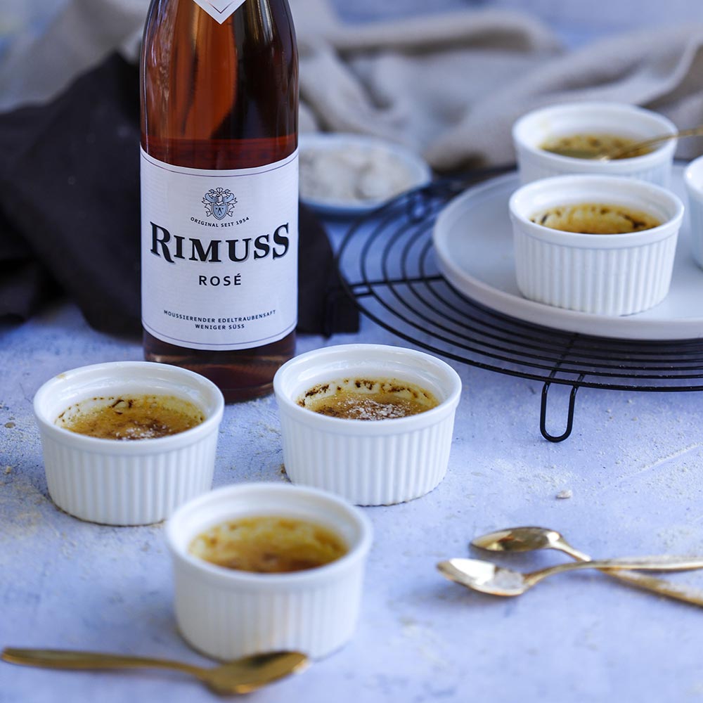 Leckere Creme Brulee mit Rimuss Rosé. Toller Nachtisch / Dessert für die Festtage, Weihnachten und Silverster